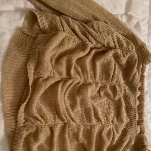 Ruffled Tan hand knit sweater cropped